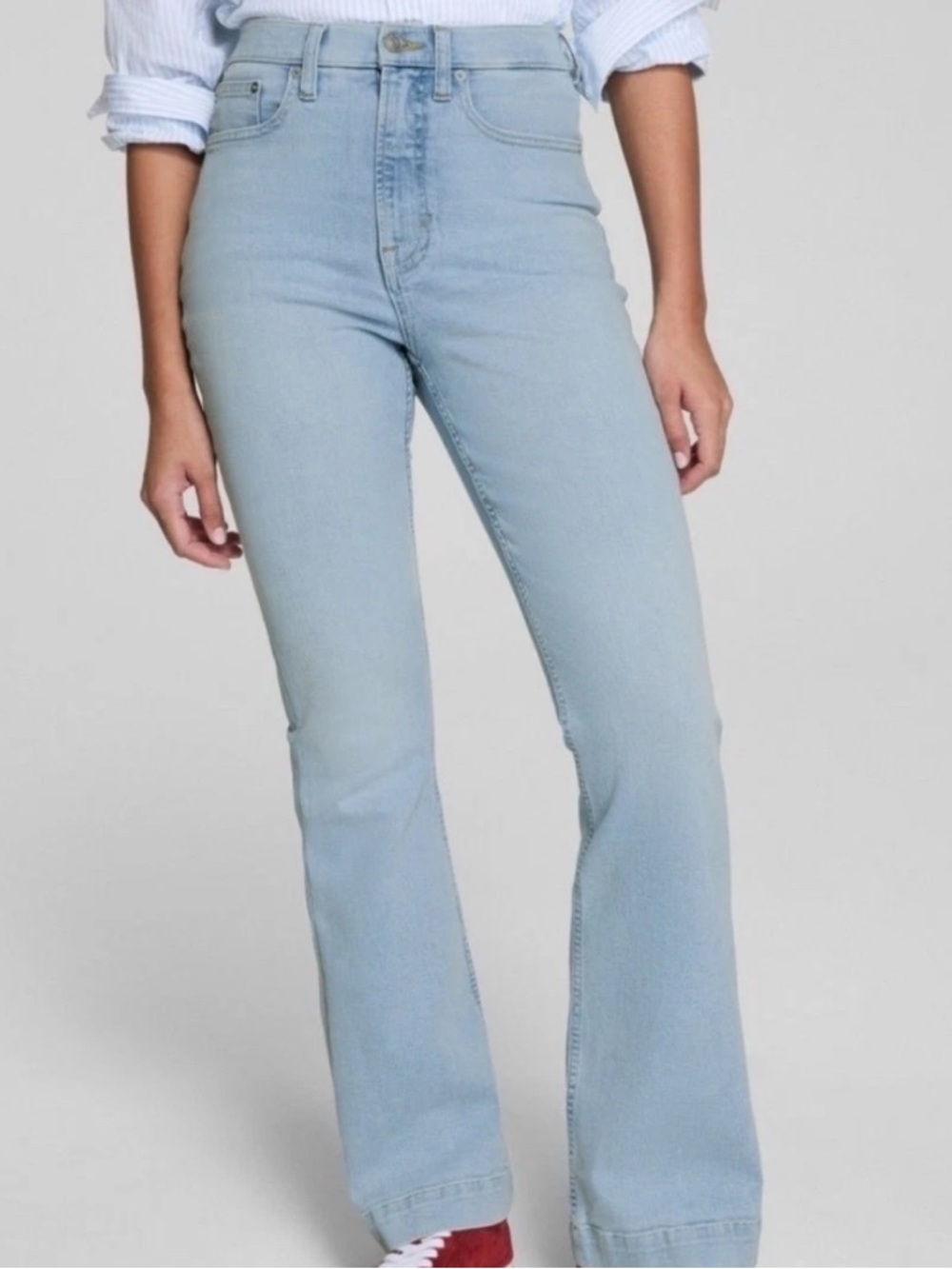 SPANX Light Blue High-Rise Flare Jeans